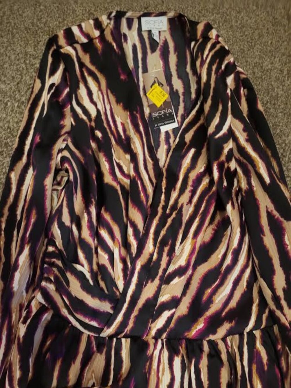 Womens Sofia Jeans by Sofia Vergara Multicolored Tiger-Print Top Size M